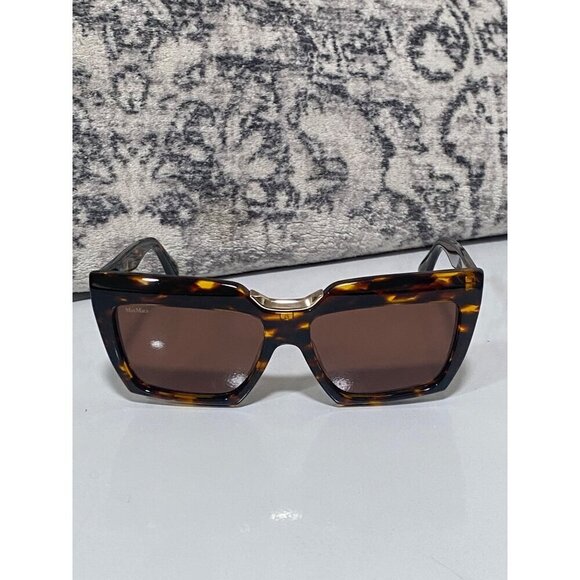 NEW Max Mara Spark-7 56MM Rectangular Tortoise Sunglasses in Brown main image 4